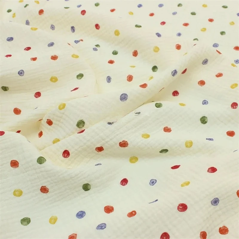 Textile Sewing Patterns - 135x50cm 多用途ダブルガーゼ生地、クラシックな水玉模様、ベビー服生地、家の装飾用縫製生地