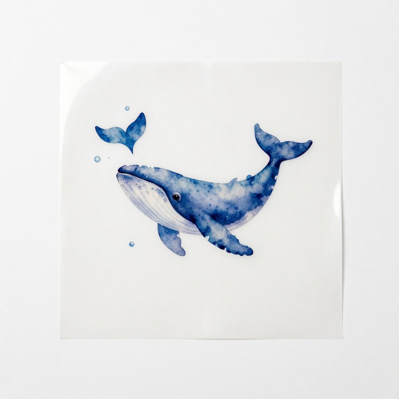 Iron On Patch - 水彩クジラ柄熱転写ビニールHTVアイロン接着パッチDIY衣料用デカール転写フィルム（Tシャツやバッグ用、スクラップブッキング用）