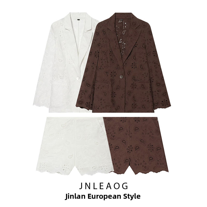 Shoulder Pad Set In - JNLEAOG レディース スリムフィット スーツジャケット ショルダーパッド付き 刺繍ショートパンツ