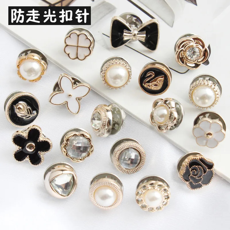 Button Hole Cutter - 10個入り無料縫製パールラインストーンボタンブローチ、誤操作による露出防止ボタン、ブローチピンバッジ、カフスボタン、シャツボタン