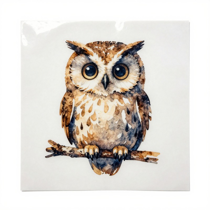 Iron On Patch - 水彩フクロウ柄熱転写ビニールHTVアイロン接着パッチDIY衣料用デカール転写フィルム（Tシャツ、パーカー、スクラップブッキング用）
