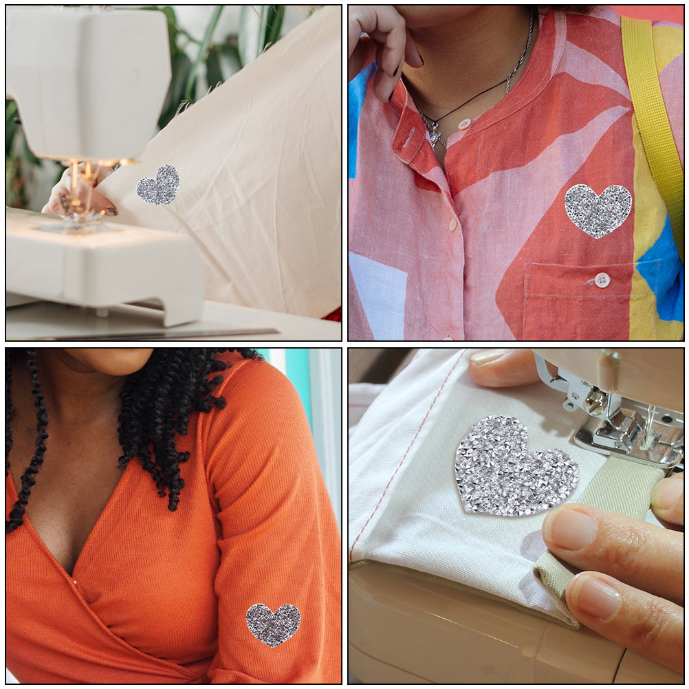 10個入り、ハート型の刺繍ワッペン、ラインストーン付き、縫い - Sewing Recycling のレビューと価格
