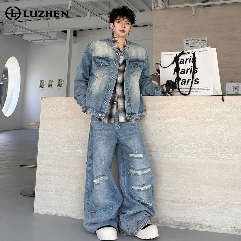 LUZHEN 2026 秋 ヴィンテージウォッシュデニム ツ - Shoulder Pad Set In のレビューと価格